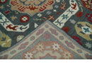 8x10 Gray, Rust and Peach Traditional Medallion Mamluk Design wool Rug