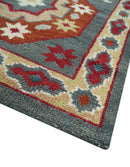 8x10 Gray, Rust and Peach Traditional Medallion Mamluk Design wool Rug