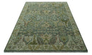 8x10 Gray, Silver and Green Hand Knotted Traditional Large Design wool area rug