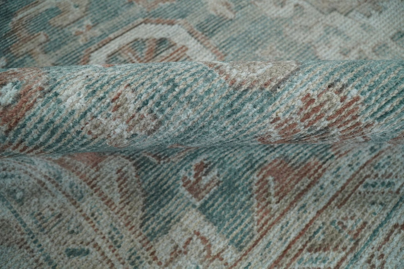 8x10 Green and Ivory Rug | Handmade Floral Area rug made with wool blended with art silk Low Pile  | PR03