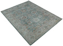 8x10 Green and Ivory Rug | Handmade Floral Area rug made with wool blended with art silk Low Pile  | PR03