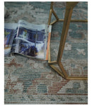 8x10 Green and Ivory Rug | Handmade Floral Area rug made with wool blended with art silk Low Pile  | PR03