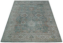 8x10 Green and Ivory Rug | Handmade Floral Area rug made with wool blended with art silk Low Pile  | PR03