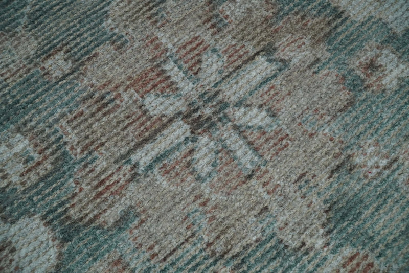 8x10 Green and Ivory Rug | Handmade Floral Area rug made with wool blended with art silk Low Pile  | PR03