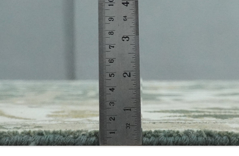 8x10 Green, Ivory and Olive Hand knotted Oriental Oushak wool Area Rug