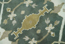 8x10 Green, Ivory and Olive Hand knotted Oriental Oushak wool Area Rug
