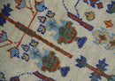 Hand Knotted Antique Ivory, Blue and Gray Traditional Vintage Style Oushak Wool Rug