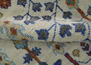 Hand Knotted Antique Ivory, Blue and Gray Traditional Vintage Style Oushak Wool Rug