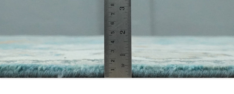 8x10 Hand Knotted Aqua and Ivory Traditional Oushak Wool Area Rug