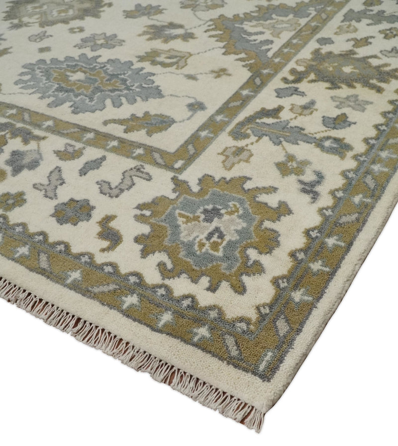 8x10 Hand Knotted Beige, Brown and Silver Traditional Vintage Persian Style Antique Wool Rug | TRDCP722810