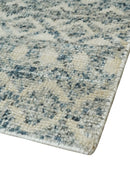 8x10 Hand Knotted Beige, Gray and Blue Modern Contemporary Southwestern Tribal Trellis Recycled Silk Area Rug | OP44
