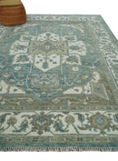 8x10 Hand Knotted Beige, Ivory and Gray Traditional Turkish Design Wool Area Rug