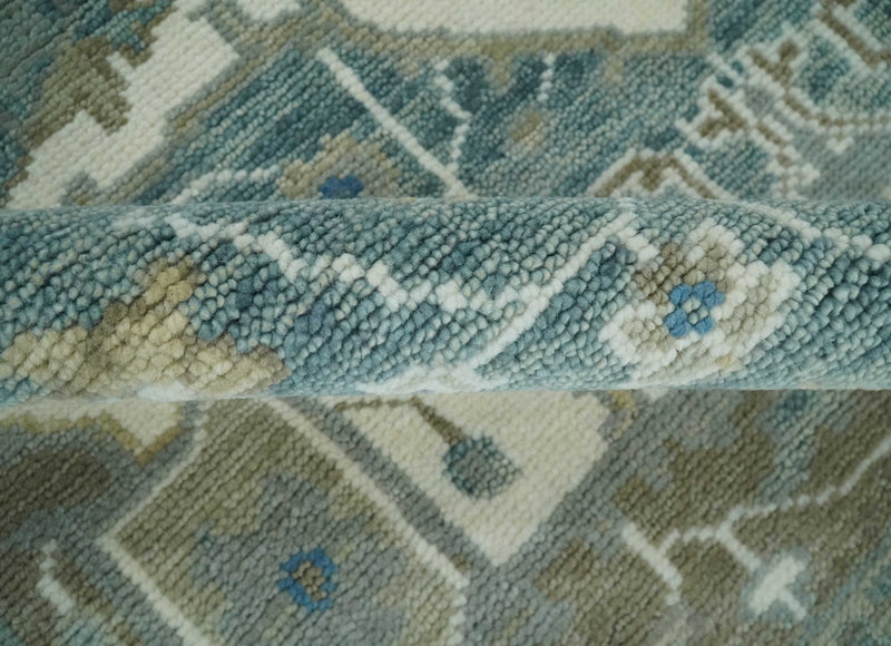 8x10 Hand Knotted Beige, Ivory and Gray Traditional Turkish Design Wool Area Rug