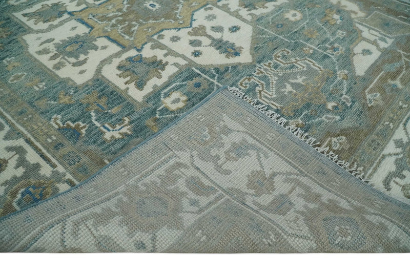 8x10 Hand Knotted Beige, Ivory and Gray Traditional Turkish Design Wool Area Rug