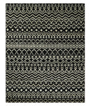 Hand Knotted Black and Ivory Modern Contemporary Southwestern Tribal Trellis Recycled Silk Area Rug | OP11