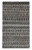 Hand Knotted Black and Ivory Modern Contemporary Southwestern Tribal Trellis Recycled Silk Area Rug | OP11