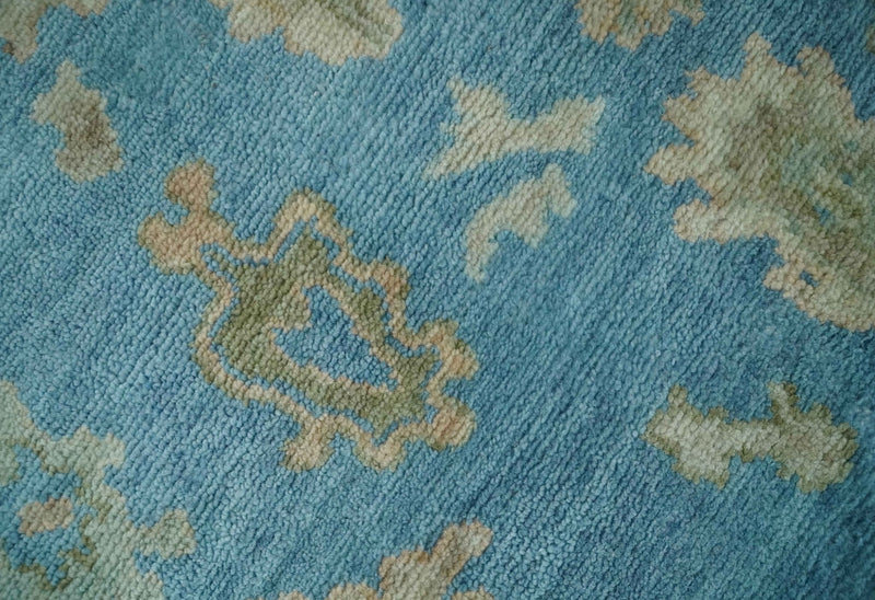 8x10 Hand knotted Blue and Beige Traditional Oushak Wool Area Rug