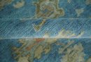 8x10 Hand knotted Blue and Beige Traditional Oushak Wool Area Rug