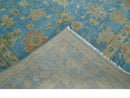 8x10 Hand knotted Blue and Beige Traditional Oushak Wool Area Rug