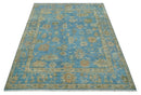 8x10 Hand knotted Blue and Beige Traditional Oushak Wool Area Rug