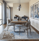 Blue and Silver Wool Area Rug 8x10 - Modern Abstract Low Pile
