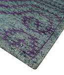 5x8 and 8x10 Hand Knotted  Blue, Gray and Purple Modern Contemporary Southwestern Tribal Trellis Recycled Silk Area Rug | OP32