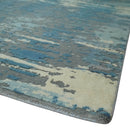 8x10 Hand Knotted Blue, Ivory and Charcoal Abstract Wool Area Rug