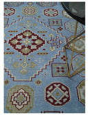 8x10 Hand Knotted Blue, Ivory, Beige and Rust Traditional Persian Oushak Wool Rug | AC8810