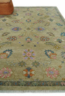 8x10 Hand Knotted  Brown and Olive Traditional Vintage Persian Oushak Antique Wool Rug | TRDCP962810