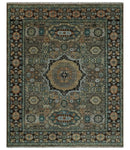 8x10 Hand Knotted Brown, Black and Silver Traditional Mamlook Design Wool Rug