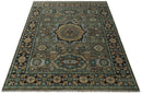 8x10 Hand Knotted Brown, Black and Silver Traditional Mamlook Design Wool Rug