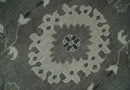 8x10 Hand Knotted Charcoal and Silver Traditional Oushak Wool Rug