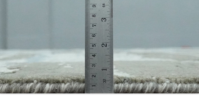 8x10 Hand Knotted Charcoal, Ivory and Aqua Modern Abstract Wool Area Rug