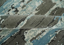 8x10 Hand Knotted Charcoal, Ivory and Aqua Modern Abstract Wool Area Rug