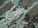 8x10 Hand Knotted Charcoal, Ivory and Aqua Modern Abstract Wool Area Rug