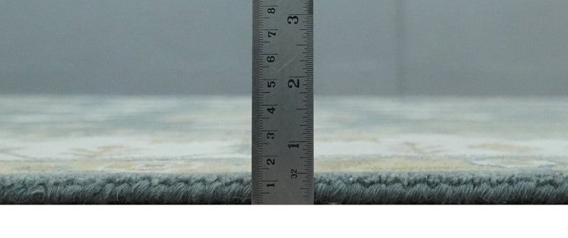 8x10 Hand Knotted Charcoal, Ivory and Beige Traditional Oriental Oushak Wool Rug