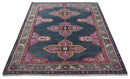 8x10 Hand Knotted Charcoal, Silver and Pink Traditional Wool Area Rug