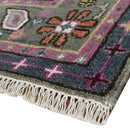 8x10 and 10x14 Hand Knotted Charcoal, Silver and Pink Traditional Wool Area Rug