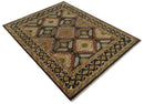 8x10 Hand Knotted Olive, Gold, Black and Brown Oriental Traditional Wool Area Rug
