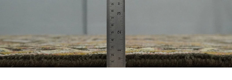 8x10 Hand Knotted Olive, Gold, Black and Brown Oriental Traditional Wool Area Rug