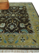 8x10 Hand Knotted Olive and Green Traditional Persian Oushak Wool Rug | AC3810