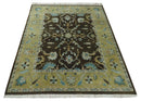 8x10 Hand Knotted Olive and Green Traditional Persian Oushak Wool Rug | AC3810