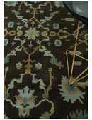 8x10 Hand Knotted Olive and Green Traditional Persian Oushak Wool Rug | AC3810