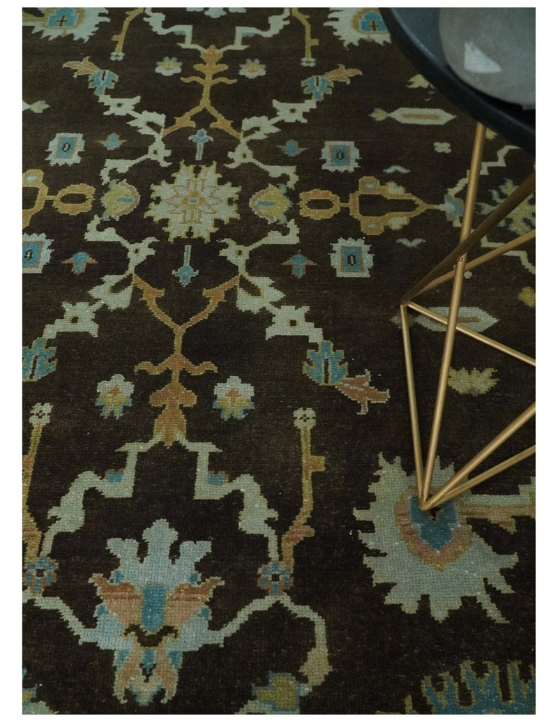 8x10 Hand Knotted Olive and Green Traditional Persian Oushak Wool Rug | AC3810