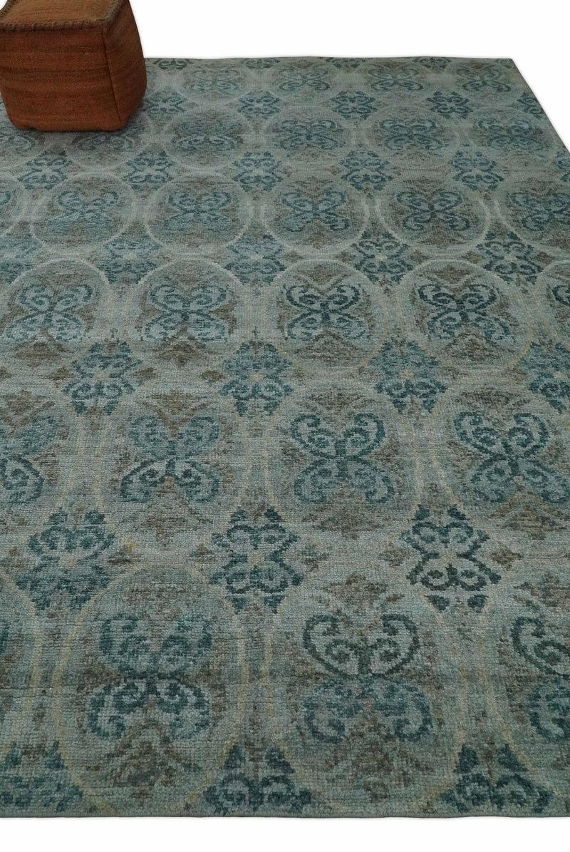 8x10 Hand Knotted Gray, Blue and Brown Modern Persian Style Contemporary Recycled Silk Area Rug | OP31