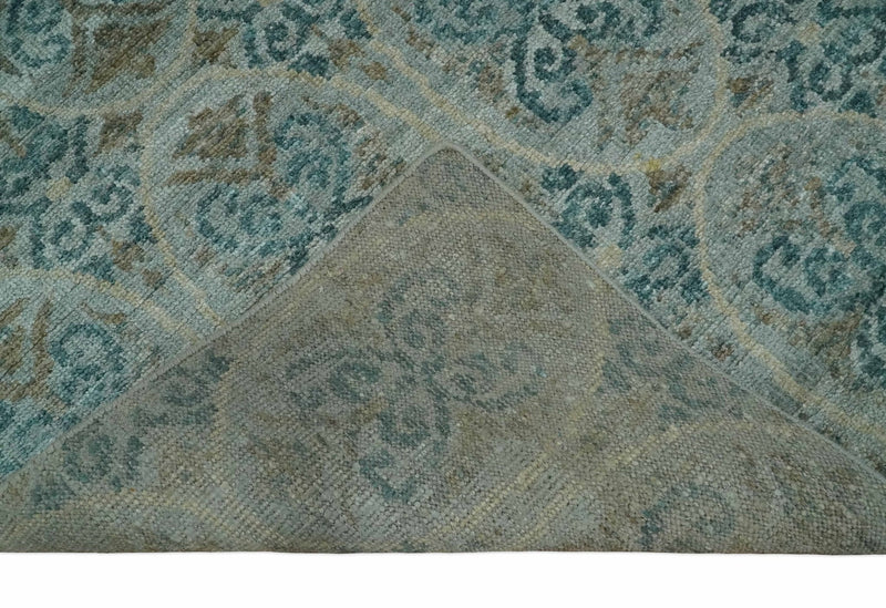 8x10 Hand Knotted Gray, Blue and Brown Modern Persian Style Contemporary Recycled Silk Area Rug | OP31