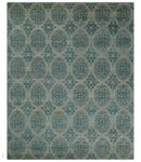 8x10 Hand Knotted Gray, Blue and Brown Modern Persian Style Contemporary Recycled Silk Area Rug | OP31