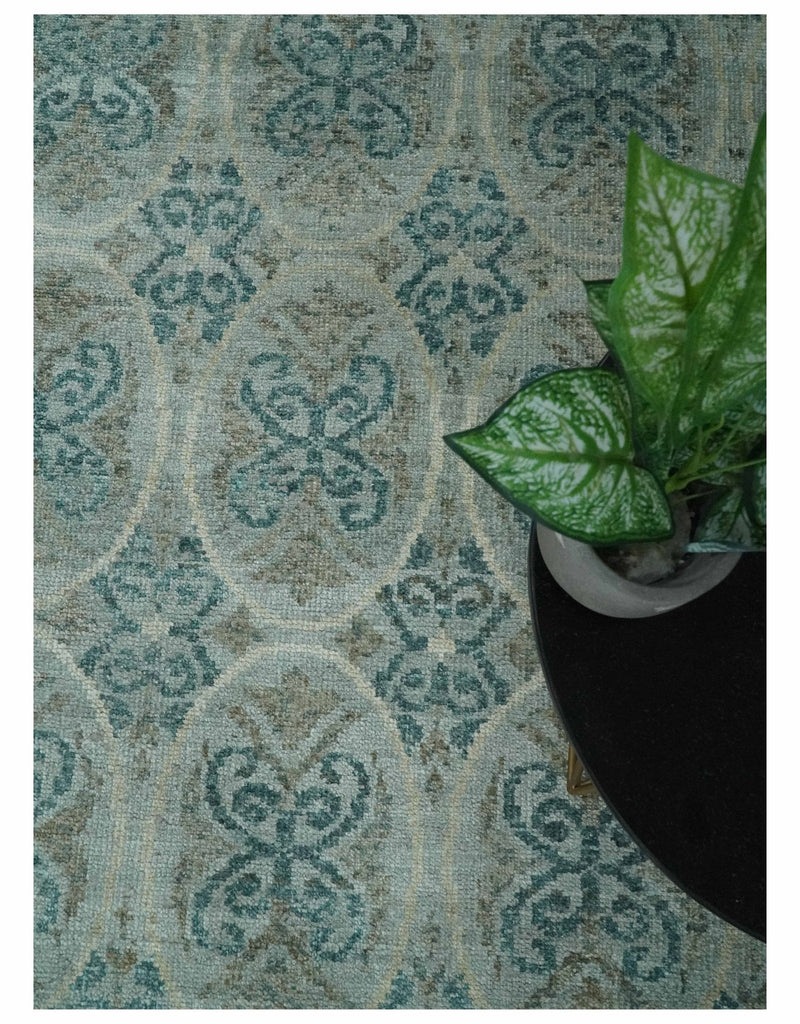 8x10 Hand Knotted Gray, Blue and Brown Modern Persian Style Contemporary Recycled Silk Area Rug | OP31