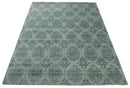 Recycled Silk Hand Knotted Area Rug 8x10 - Gray Blue Brown Contemporary Persian