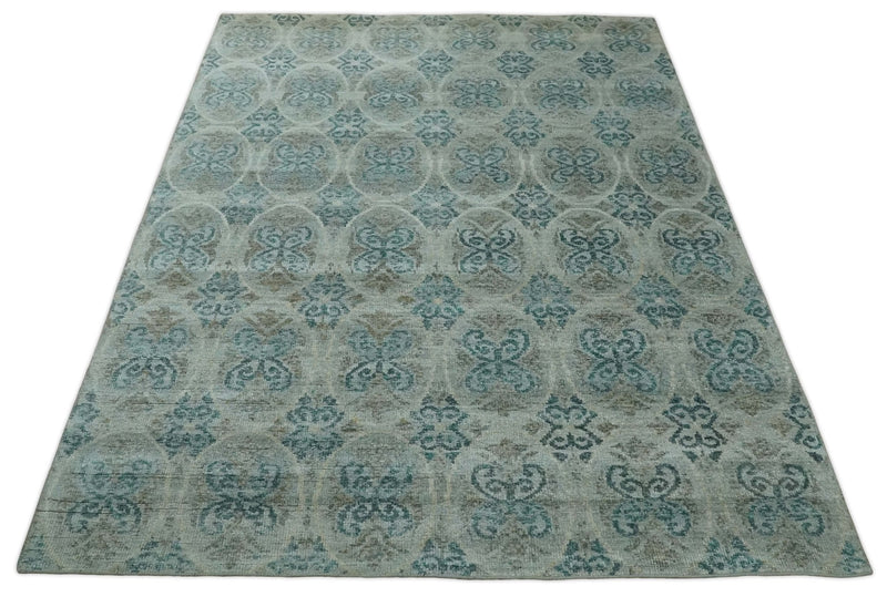 8x10 Hand Knotted Gray, Blue and Brown Modern Persian Style Contemporary Recycled Silk Area Rug | OP31